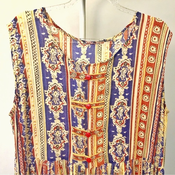 Vintage Rear Boho Pattern Hippie Floral Cottagecore Colorful Festival Maxi Dress - Picture 4 of 13